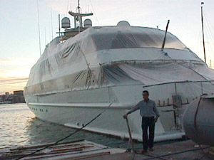 Pegasso undergoing refit.